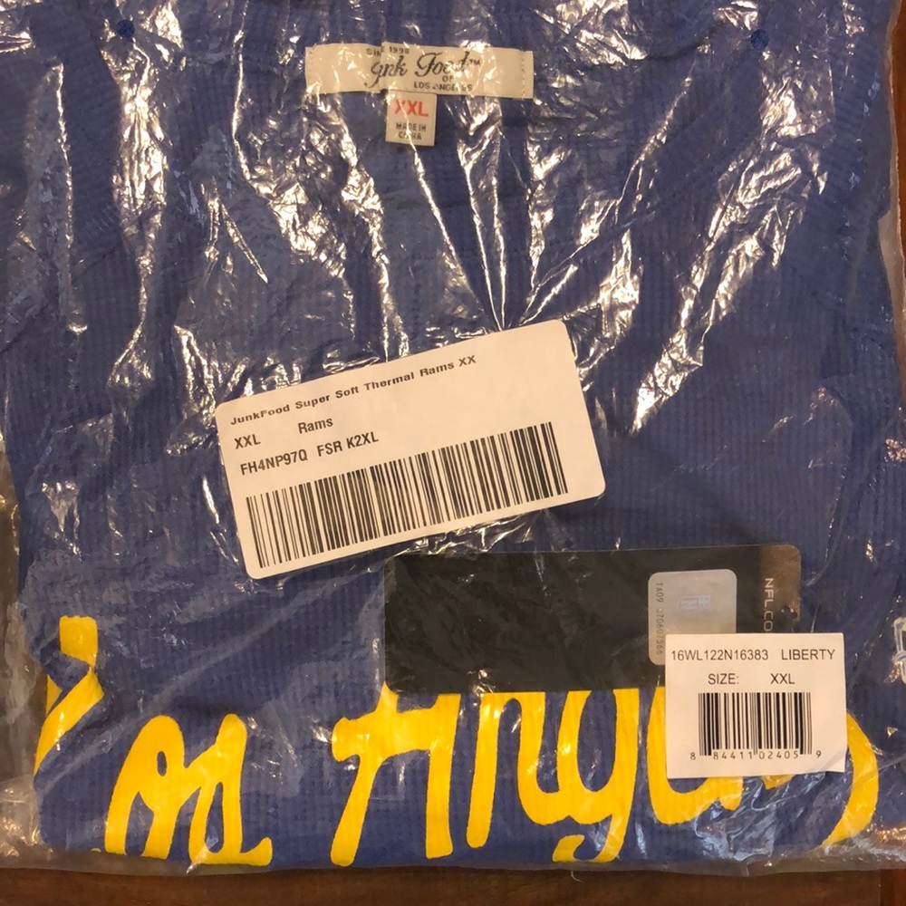 Junk Food XXL Los Angeles Lightweight Thermal NWT